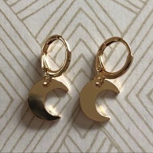 Gold Moon Hoop Earrings